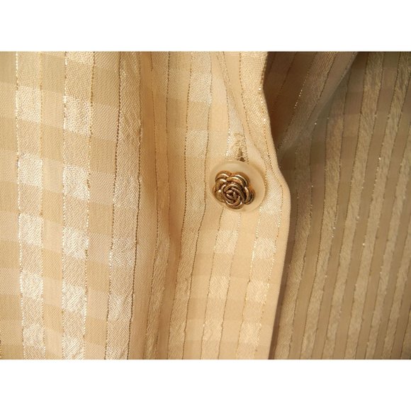 Checked S blouse sheer metallic threads 90's long sleeve polyester Shell Kepler - Picture 5 of 6